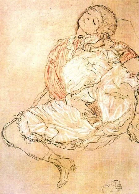Mulher se masturbando de Gustav Klimt 